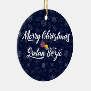 Bosnien und Herzegowina USA zweisprachiges Weihnac Keramik Ornament