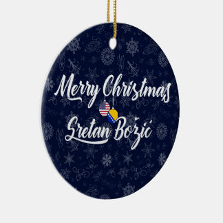 Bosnien und Herzegowina USA zweisprachiges Weihnac Keramik Ornament