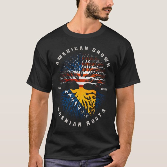 Bosnienflagge der bosnischen Wurzeln T-Shirt (Vorderseite)