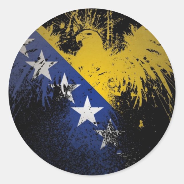 Bosnienflagge Runder Aufkleber (Vorderseite)