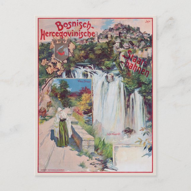 Bosnisch-Hercegovinische Staatsbahnen Poster 1901 Postkarte (Vorderseite)