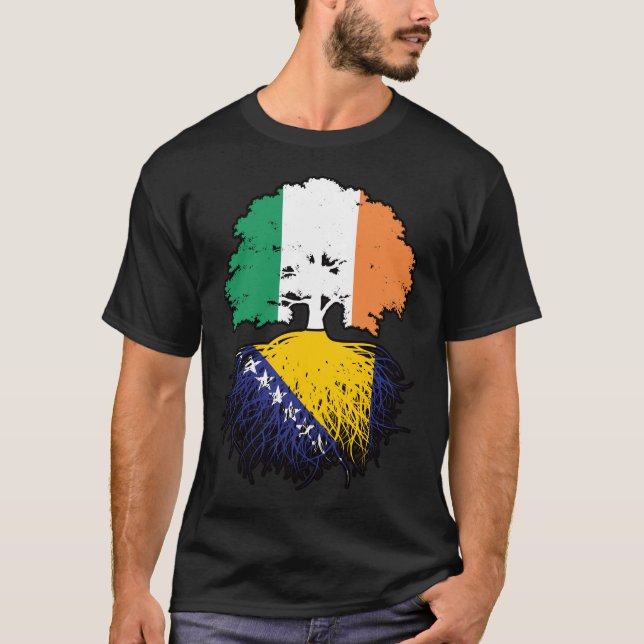 Bosnisch-irische Tree-Roots-Flagge T-Shirt (Vorderseite)