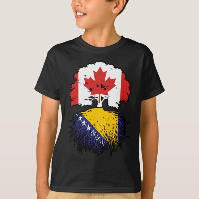 Bosnisch-Kanadische Tree-Roots-Fahne T-Shirt (Vorderseite)
