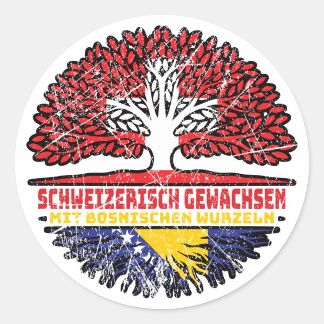 Bosnisch Schweizer Schweiz Runder Aufkleber (Vorderseite)