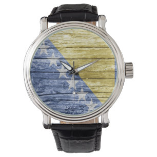 Bosnische Holzflagge Armbanduhr