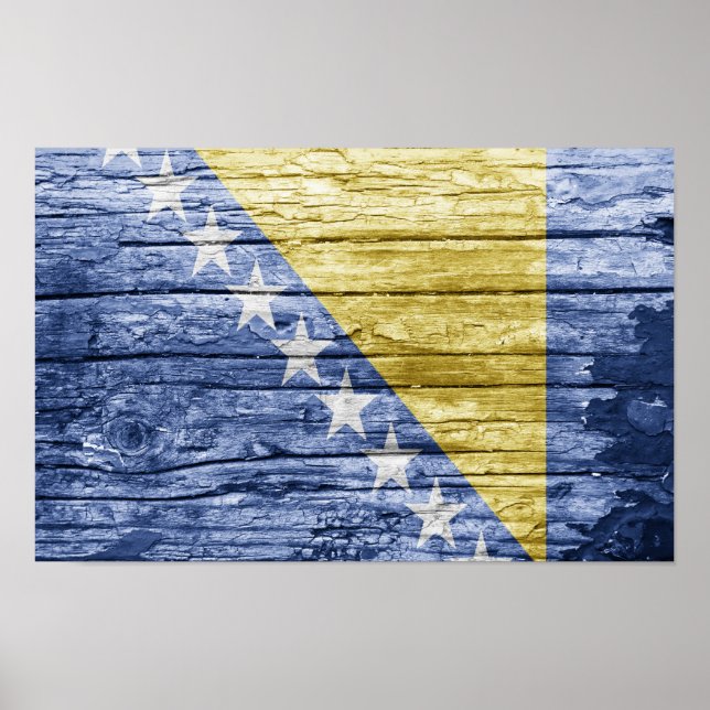 Bosnische Holzflagge Poster (Vorne)
