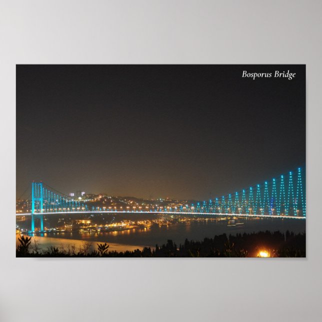 Bosporus Bridge Turkey Night Lights Poster (Vorne)