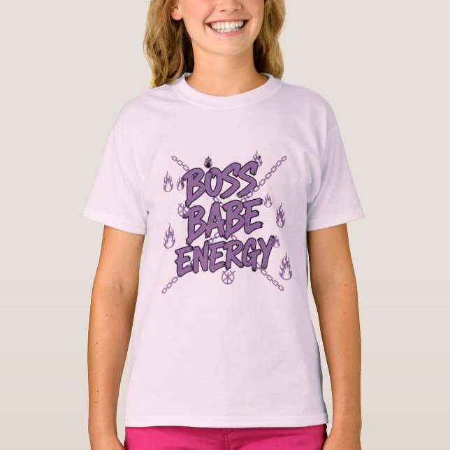 Boss Babe Energie – weiße Power Tee (Vorderseite)