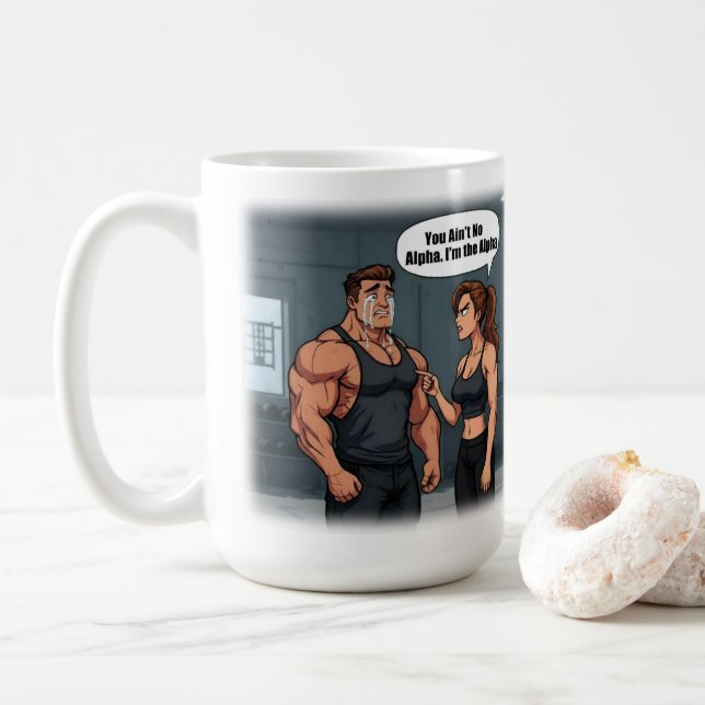 Boss Babe Funny Fitness Spaß T - Shirt, Alpha Fema Kaffeetasse (Mit Donut)