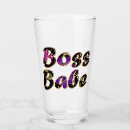 Boss Babe in Black Floral Glas