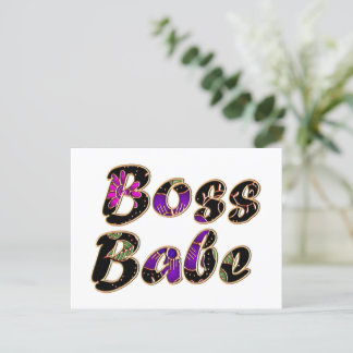 Boss Babe in Black Floral Postkarte