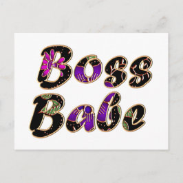 Boss Babe in Black Floral Postkarte