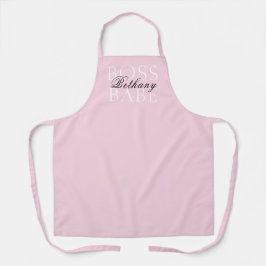 Boss Babe Name Pink Schwarz-weiß Girly Schürze