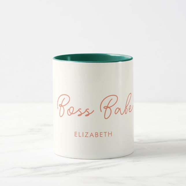 Boss Babe Retro Kundenname Kaffeezubereitung Tasse (Zentrum)