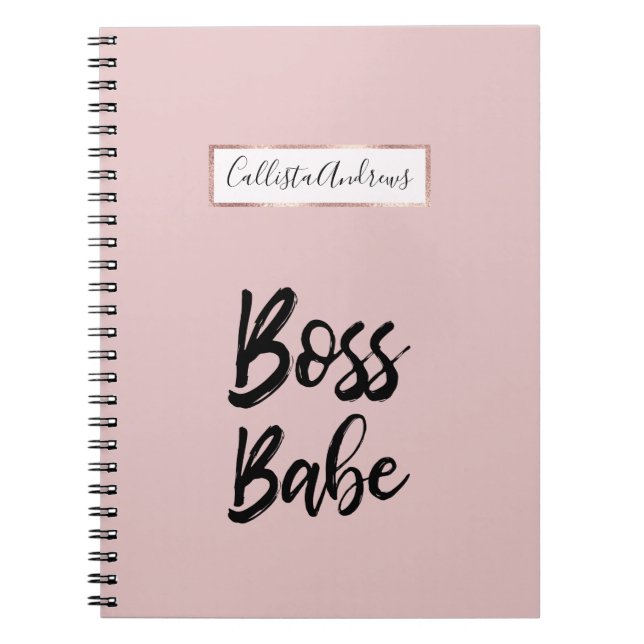 Boss Babe Zitat Black Pink Simple Typografie Notizblock (Vorderseite)
