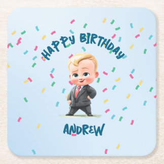 Boss Baby Papieruntersetzer zum Bearbeiten Rechteckiger Pappuntersetzer