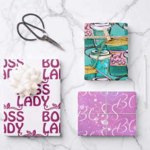 BOSS Boss Lady Boss Word Text Design Geschenkpapier Set
