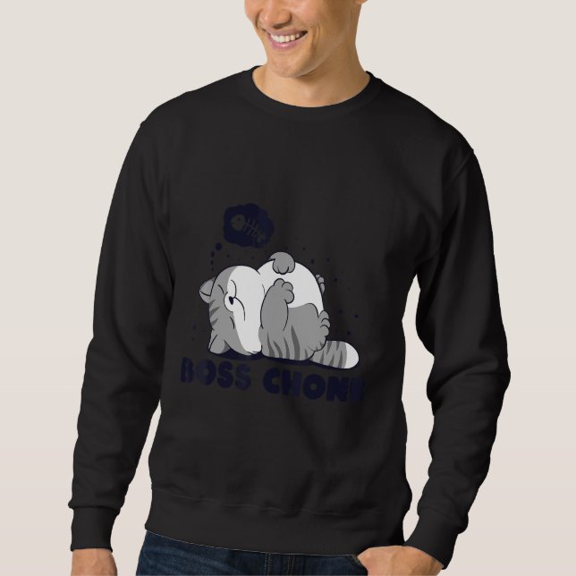 Boss Chonk Lazy Sleeping Fat Cat Meme Design Sweatshirt (Vorderseite)