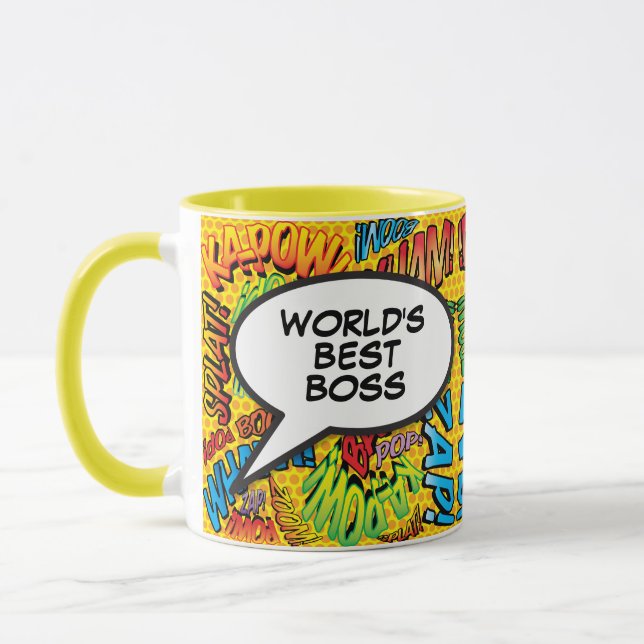 Boss Comic  Pop Kunst, Dichtung und Musik Tasse (Links)