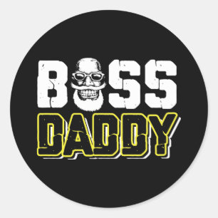 Boss Daddy Funny Runder Aufkleber