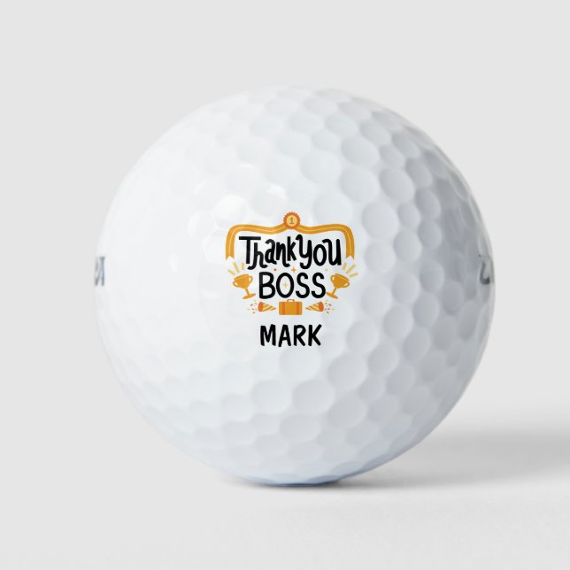 Boss Day mit Name danke Golfball (Vorderseite)