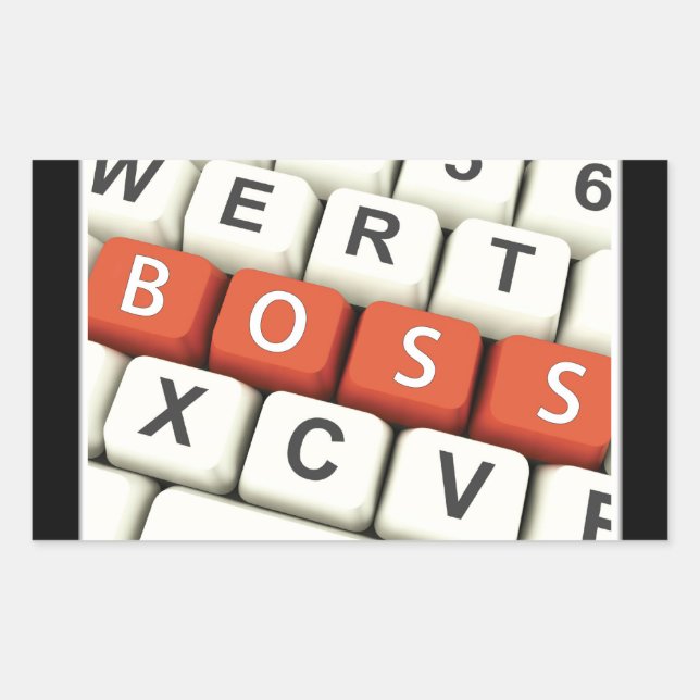 Boss Day, Red Boss in der Computertastatur Rechteckiger Aufkleber (Vorderseite)