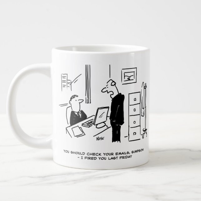 Boss feuert einen Büroangestellten per E-Mail Jumbo-Tasse (Links)