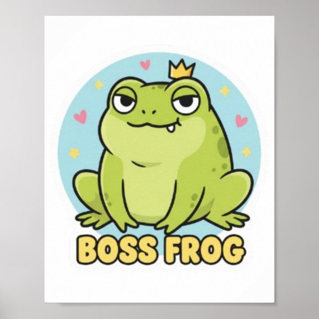 Boss Frosch Poster Süß Selbstbewusster Frosch Moti (Vorne)