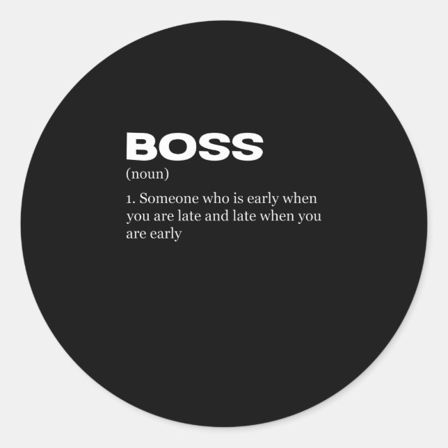 Boss Funny Definition Happy Boss's Day Runder Aufkleber (Vorderseite)