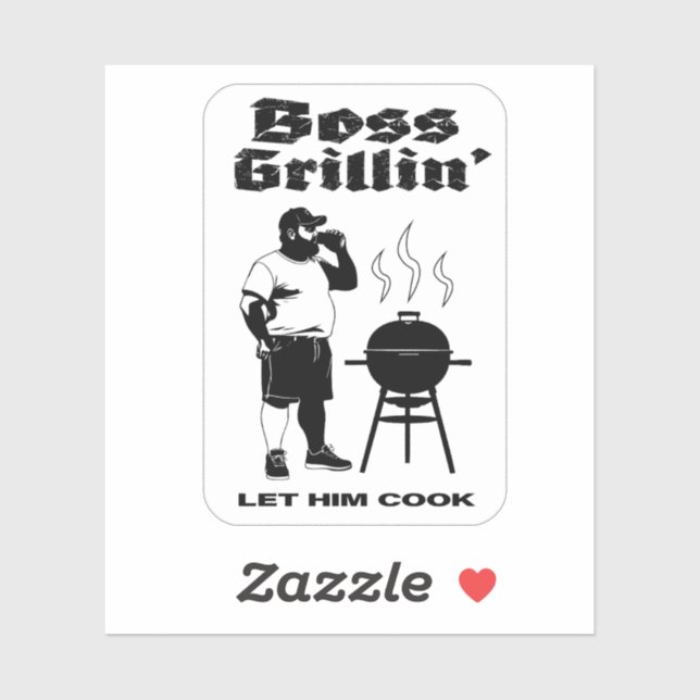 Boss Grillin" (+weißer Hintergrund) Aufkleber (Blatt)