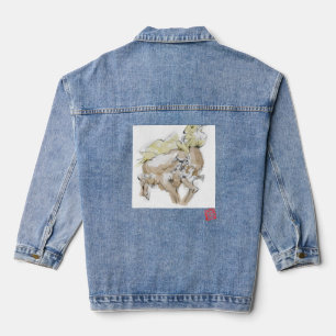 Boss-Hengst beißt eine Nomad-Kriegerjacke Jeansjacke