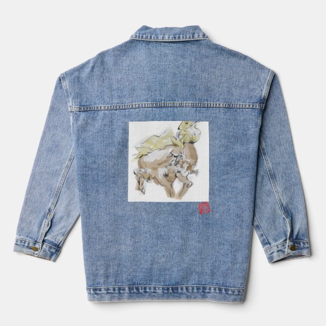 Boss-Hengst beißt eine Nomad-Kriegerjacke Jeansjacke (Rückseite)