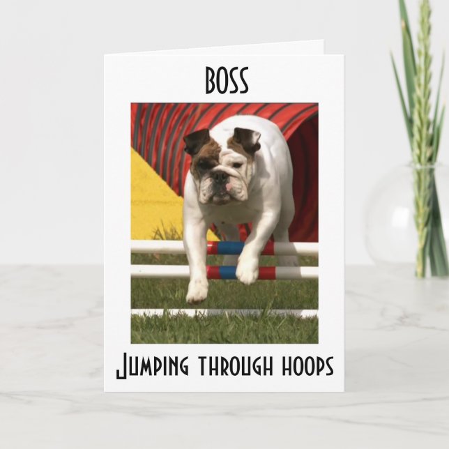 *BOSS* JUMPING THROUGH HOOPS - GLÜCKLICHER GEBURTS KARTE (Vorderseite)