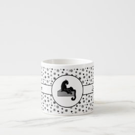 Boss Lady Black Cat und Blume Espressotasse