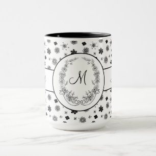Boss Lady Black Monogram Ringer 15oz Tasse