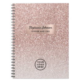 Boss Lady CEO Logo Trendy Rose Gold Glitzer Ombre Notizblock