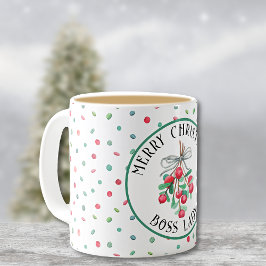 Boss Lady, Christmas Mistletoe Candy Muster 11oz Kaffeetasse