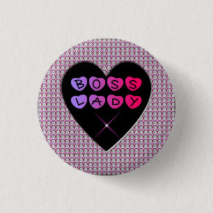 Boss Lady Diamanten und Herz Knopf Button