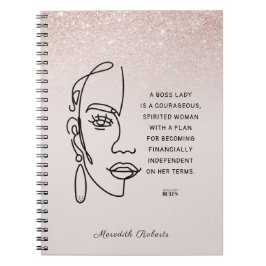 Boss Lady Face Rose Gold Ombre Motivierend Zitat Notizblock