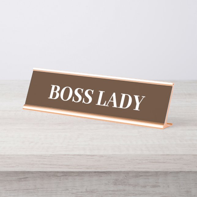 Boss Lady Geschenk Funny Name Plate individuell an Schreibtischnamensplakette (Vorderseite )