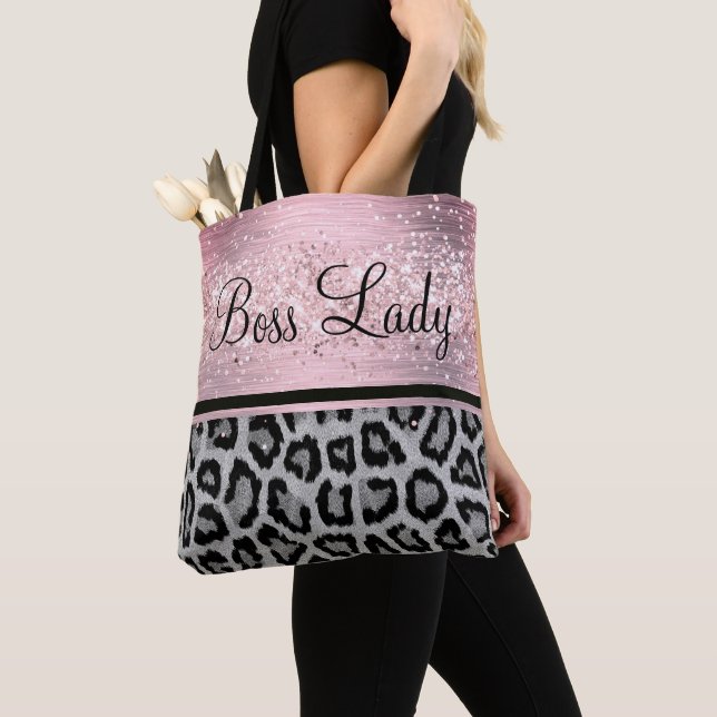 Boss Lady Glittery Pink Leopard Tote Bag Tasche (Von Nahem)