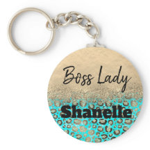 Boss Lady Glittery Türkis Leopard Custom