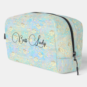 Boss Lady Gold Floral auf Pastellen Waschbeutel