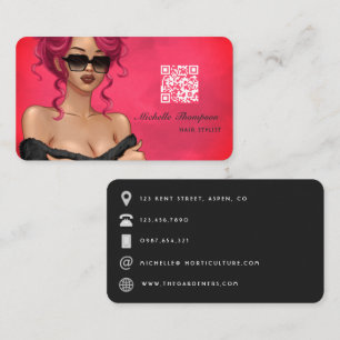 Boss Lady Hair Stylist QR Code Business Card Visitenkarte