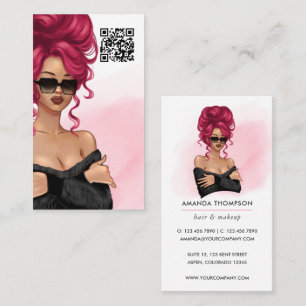 Boss Lady Hair Stylist QR Code Business Card Visitenkarte
