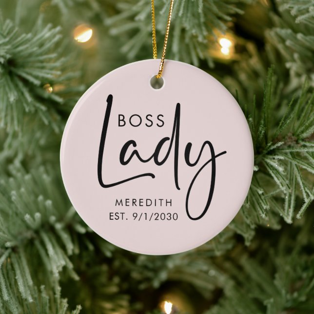 Boss Lady Logo Rosa Personalisiert Keramik Ornament (Baum)