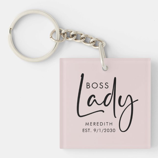 Boss Lady Logo Rosa Personalisiert Schlüsselanhänger (Vorderseite)