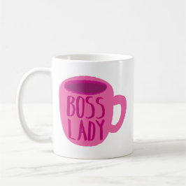 BOSS Lady mit rosa Kaffeetasse