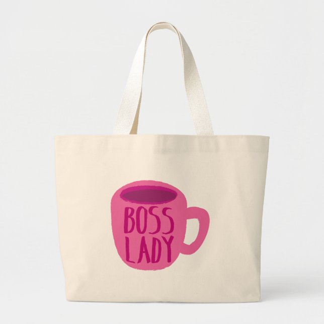 BOSS Lady mit rosa Kaffeetasse Jumbo Stoffbeutel (Vorne)