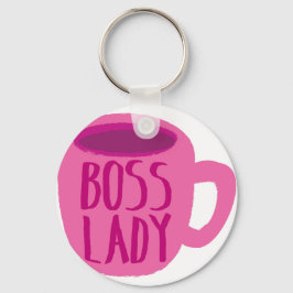 BOSS Lady mit rosa Kaffeetasse Schlüsselanhänger